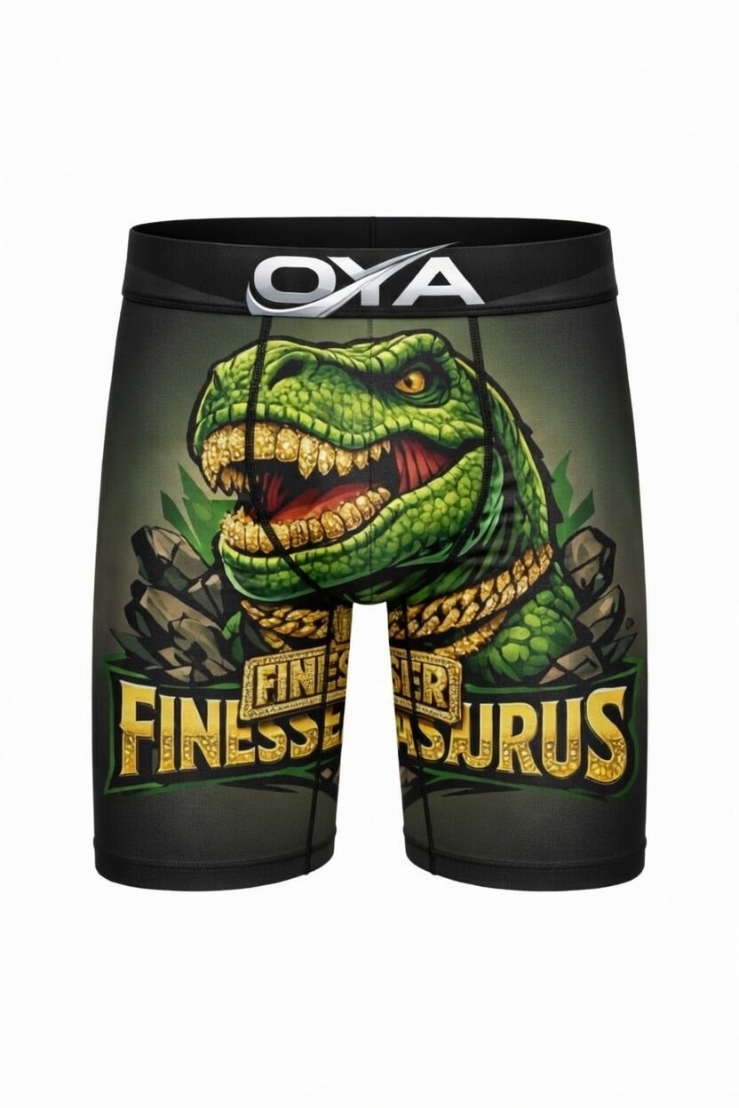 Finesseasurus Premium Graphic Boxer Briefs – Gold Grill Edition